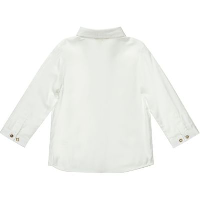 Mini girls white smart button-up shirt
